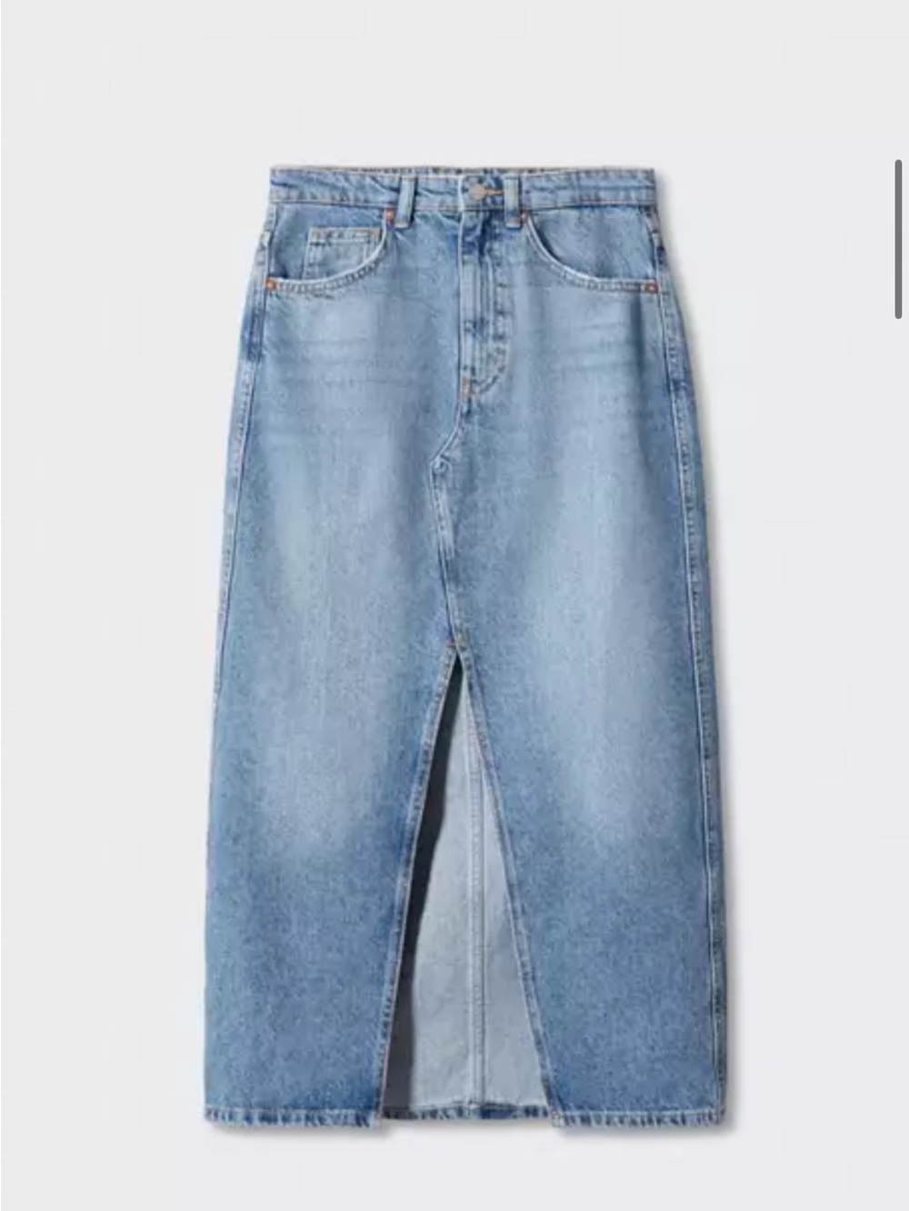 Mango Light Blue Denim Midi Skirt with Front Slit